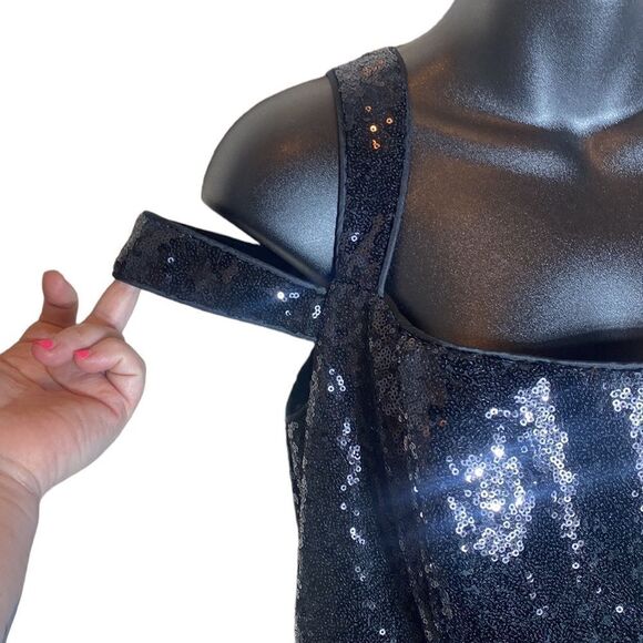 Ieena for Mac duggal all over sequin black cocktail dress 10 new Whimsigoth - Picture 5 of 12